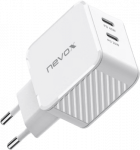 Nevox 45W Dual USB-C PD laadija GaN valge