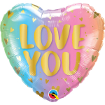 Folat Foil Balloon Heart shaped AND quot;Love You AND quot; 45cm Ombre