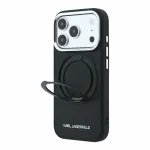 Karl Lagerfeld PU Saffiano Ring Stand MagSafe-kinnitus iPhone 18 Pro jaoks, must