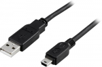 Deltaco USB-24S USB-kaabel USB 2.0 1 m USB A USB A/Mini-USB B Must