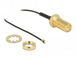 Delock Antenni kaabel RP-SMA pistik seinakonnektorist I-PEX Inc., MHF 4 pistikuga 0.81 35 cm, keermestus pikkusega 10 mm
