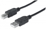 Manhattan USB-A USB-B kaabel, 3m, isane-isane, 480 Mbps (USB 2.0), vastav USB2HAB3M-le, Hi-Speed USB, must, eluaegne garantii, polkott