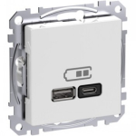 SCHNEIDER ELECTRIC EXXACT USB-A+C TELE OUTLET POWER DELIVERY VALGE