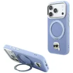 Karl Lagerfeld KCover k koos ringstabiidiga 360 Karl Head Pin MagSafe iPhone 18 Pro / 17 Pro jaoks, heaksini sinine