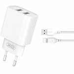 XO CE02C USB laadija 2xUSB 2.1A + Type-C kaabel 1m