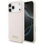 GUESS Silikoonist kirjavormiga metallist logoga MagSafe-kinnitusga mbris iPhone 18 Pro Max / iPhone 17 Pro Max jaoks, roosa