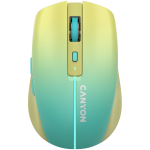 CANYON MW-44, 2-in-1 juhtmeta optiline hiir 8 nupuga, DPI 800/1200/1600, 2 reiimi (BT/ 2,4 GHz), 500mAh liitiumaku, 7 hevrviline LED-tuli, kollane-sinine (gradient), kaabli pikkus 0,8m, 102*64*35mm, 0,075kg