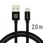 Swissten "Textile Quick Charge 3.1 USB-C" Black