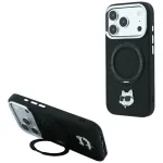 Case Karl Lagerfeld with Ring Stand 360 Choupette Head Pin MagSafe for iPhone 18 Pro / 17 Pro Black