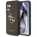 GUESS Etui Grained Big 4G Logo Small Classic Logo do Samsung Galaxy S25 Plus brzowy