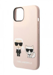 Karl Lagerfeld Hard Cover Silikoonist Karl ja Choupette Magsafe Pink, iPhone 14, KLHMP14SSSKCI