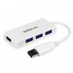 StarTech.com Ksiportaat 4-pordne SuperSpeed Mini USB 3.0 Hub - Valge~Ksiportaat 4-pordne SuperSpeed Mini USB 3.0 Hub - 5Gbps - Valge