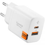 Spigen Oluline EE202EU 20W USB-C/USB-A seinakandiline laadija valge