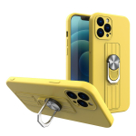Hurtel Ring Case silicone case with finger grip and stand for iPhone 12 Pro yellow