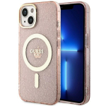 GUESS GUHMP14SHCMCGP iPhone 14 / 15 / 13 6,1-tolline roosa kvakott Glitter Gold MagSafe