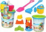 LEAN Toys Sand Toy Set, Bucket, Grinder, Watering Can, Colorful Molds