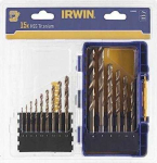 IRWIN 15-osa astmline lkite komplekt. HSS TiS 1,5 mm, 2 mm, 3,5 mm, 4 mm, 4,5 mm