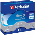 Verbatim Thjad BD-R 50 GB 6x Topeltkiht Valge Sinise Pinnaga 5-pakend Jewel