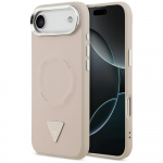 GUESS iPhone'i 17 Air kest, hildub MagSafe'iga GUHMP17MPSDTSCMP (nahk kolmnurgalogo koos) roosa