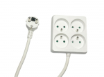 MicroConnect 4-way Power Strip Square French Type E, 1.5m White