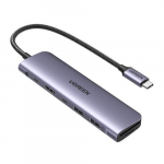 UGREEN 15214 laptop dokk/portreplitseerija Juhtmega USB 3.2 Gen 1 (3.1 Gen 1) Type-C Lillakas, Metallik