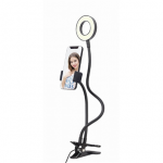 Gembird Selfie ring light with phone holder | Gembird | Selfie ring light with phone holder | LED-RING4-PH-01 | ABS + metal | LED ring diameter: 3.5''. Flexible arms for both phone holder AND selfie ring. Practical buttons to change light intensity,  ...