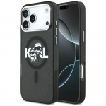 Karl Lagerfeld Etui IML Glitter Karl AND Choupette Sketch Logo MagSafe iPhone'i 17 Pro Max jaoks, must