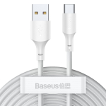 Baseus Lihtne Wisdomi andmekaablikomplekt USB-tpi C 5A (2 tk/komplekt) 1,5 m valge