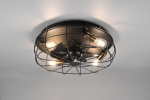 Trio Trondheimi ventilaatorilamp 48 cm, 4 x E27, mattmust (R61095032)