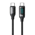 USAMS U78 USB-C ja USB-C LED punutud kaabel 1,2m, 100W kiirlaadimine, must/must, SJ546USB01 (US-SJ546)