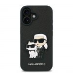 Karl Lagerfeld PU Saffiano Karl ja Choupette kaitsembrise iPhone'ile 16 Plus / must
