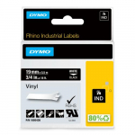 DYMO Rhino Industrial Vinyl Etiketid | 19 mm x 5,5 m | Valge kiri mustal taustal | Enesekleepuvad | LabelManager ja Rhino mrgistusseadmetele