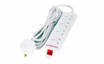 MicroConnect 4 gang UK Surge Protected Power Strip 2M White 4-way UK