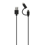 XQISIT kabel Combo USB A -microUSB/lightning 1.8m czarny/must 21250