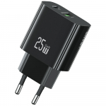 USAMS Laadija CC315 T65 25W 1xUSB-C 1xUSB-A kiirlaadimine must