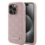 Karl Lagerfeld KLHMP15XPKHPORPP iPhone 15 Pro Max 6.7" kvakott rowy/roosa nahast monogrammiga metallist logo MagSafe