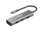 Equip USB-C-HDMI/DP/VGA/USB2.0 adapter 4K/60Hz 0.15m Alu.