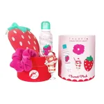 Set Inuwet: Strawberry, Cleansing AND Moisturising, Shower Mousse, 200 ml + Scrunchy, Hair Elastic + Strawberry, Body Sponge + Strawberry, Gift Sticker
