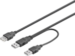 Deltaco USB2-16 USB-kaabel USB 2.0 0,3 m 2 x USB A USB A 0,48 Gbit/s Must