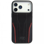 Audi Etui R8 naturaalsest nahast MagSafe iPhone'ile 17 Pro Max must-punane