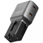 Energea Siimissteemi adapter TravelGo 45W 2xUSB-C graafit- mustNote: The translation provided is a direct translation of the text, but it might not be the most common or natural way to express it in Estonian. The original text seems to be a product d ...