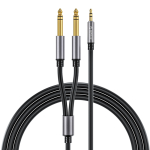 Orico AX2N helijuhe mini-jack 3,5 mm kuni 2 x jack 6,5 mm 1 m - must