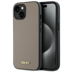 DKNY DKHMP15SPGHLME iPhone 15 6.1" beowy/bee kvakaaneline karastatud metallist logo MagSafe