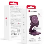 FORCELL AluFold Pro 3in1 Qi 2.2 25W ultrakiire juhtmetu laadija laua jaoks iPhone'i ja Samsungi jaoks, hillikus MagSafe'iga, Apple Watch, Samsung Watch, tummapunane