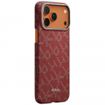 PITAKA Etui Ultra-Slim Monogram MagSafe iPhone'i 17 Pro jaoks, kuldne punane
