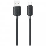 USAMS Kabel KY seeria US-SJ689, 2,4A USB-A Lightning-hendusega, 1m, must
