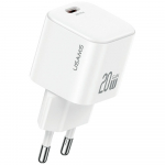 USAMS Laadija 20W 1xUSB-C + kaabel USB-C valge