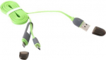 Platinet Kaabel USB-A kuni microUSB+Lightning 1 m Roheline