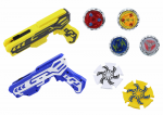 LEAN Toys Gun Launcher Set 4 Metal Discs Blue Yellow Lights