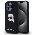 KARL LAGERFELD kaitsembrise IPHONE 15 Pro Max jaoks, hildub MagSafe'iga KLHMP15XSKHPPLK (SIL KL Peakomplekt Print) must
